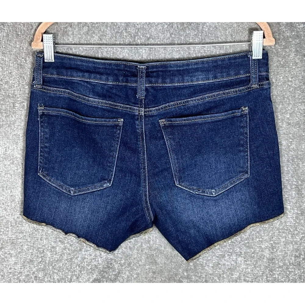 SO Low Rise Shortie Mini Jean Shorts Juniors Size 11 Blue Stretch Denim 5 Pocket - Picture 2 of 9